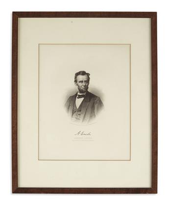 (PRINTS--PRESIDENTIAL.) Perine, George E.; engraver. Original engraving plate for Abraham Lincoln, President of the United States.